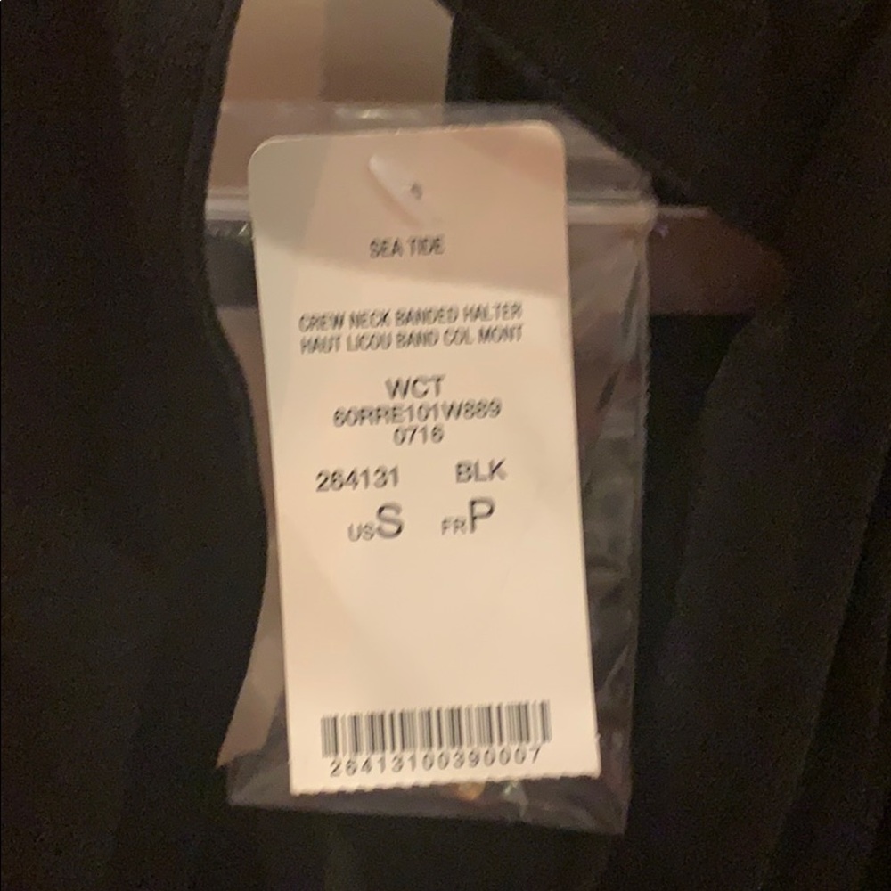 Bebe NWT Crew Neck Banded Halter Top Sea Tide - Picture 5 of 12